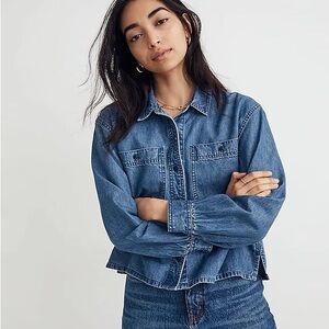 Madewell Shirred-Back Crop Shirt TENCEL™ Denim Edition
